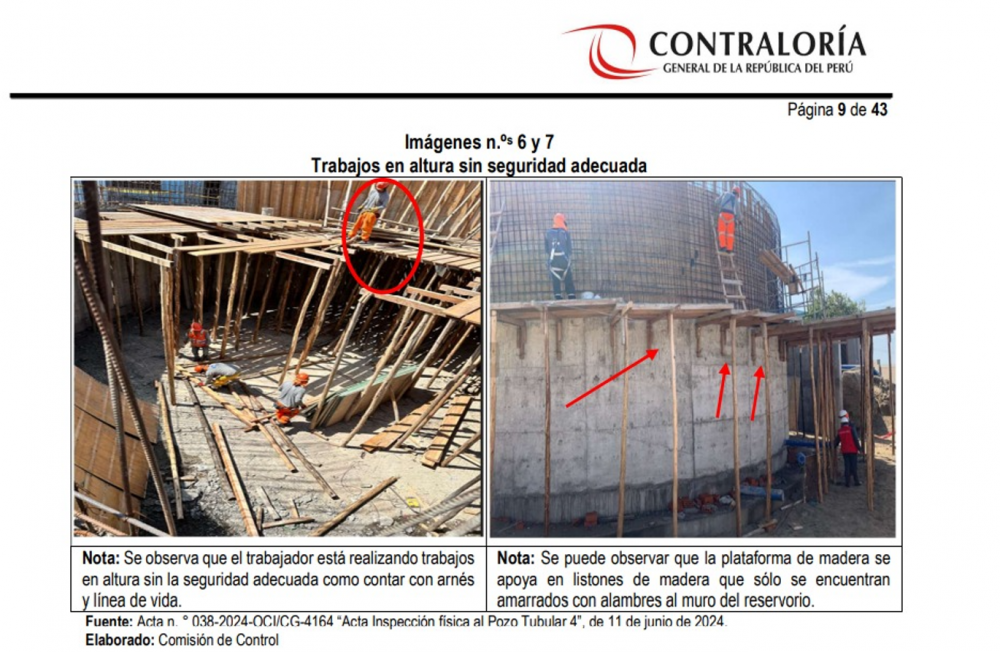 Contraloría alerta riesgos y retraso en obra en Pozo Tubular Nº 4 que