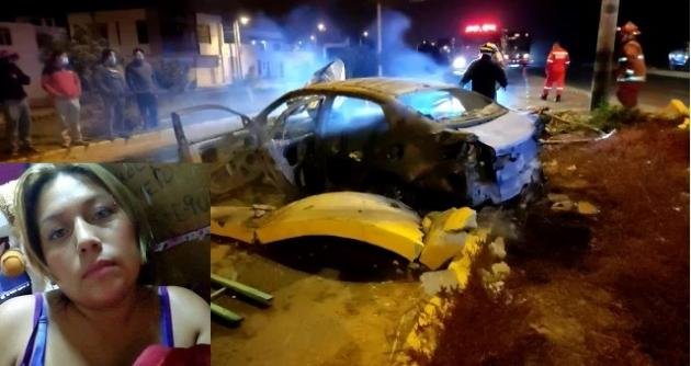 Mujer fallece en fatal accidente en Nuevo Chimbote, vehículo se incendió