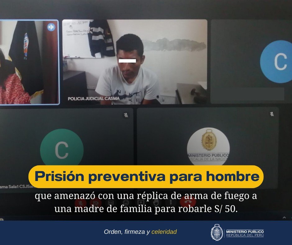 Prisión preventiva para sujeto que robó a madre de familia en Casma